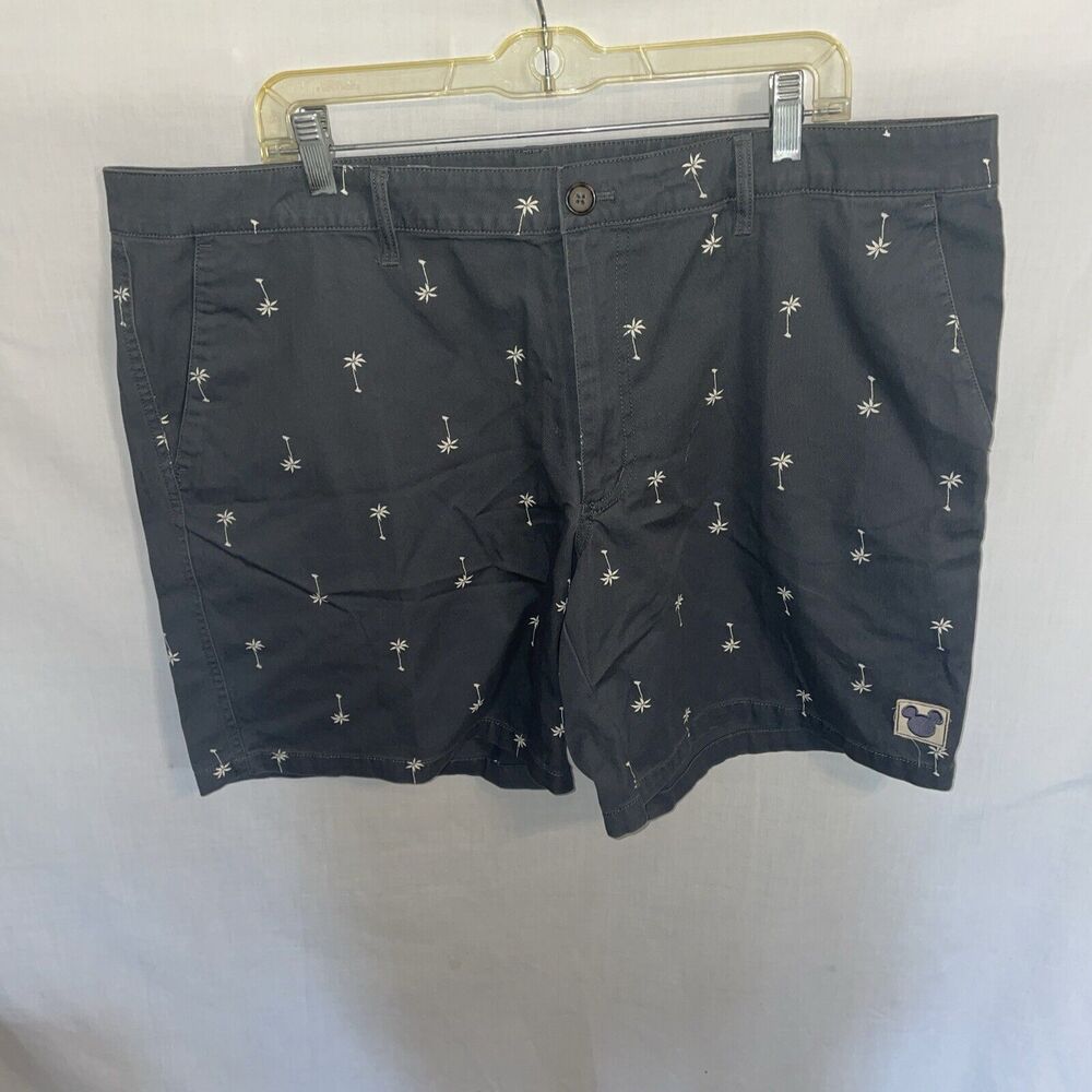 Disney Junk Food Casual Shorts Mens Size XL Gray Zip Fly Pockets Palm Trees